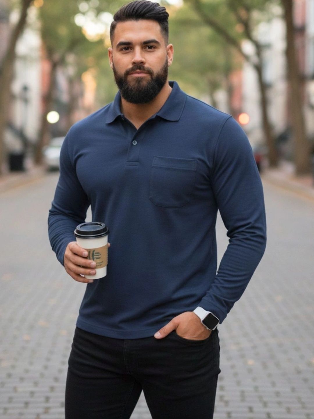SAIKSA FASHION Men Polo Collar Pockets T-shirt