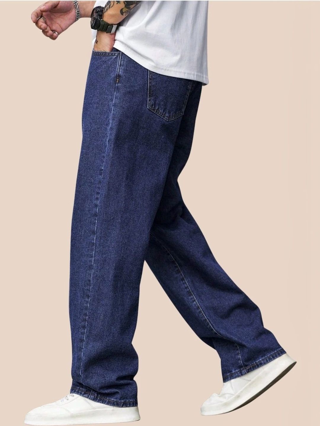 LEVORCE Men Relaxed Fit Mid-Rise Stretchable Jeans