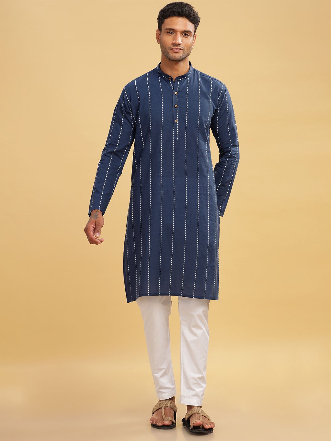 Anouk Pure Cotton Self Pattern Knee Length Kurta