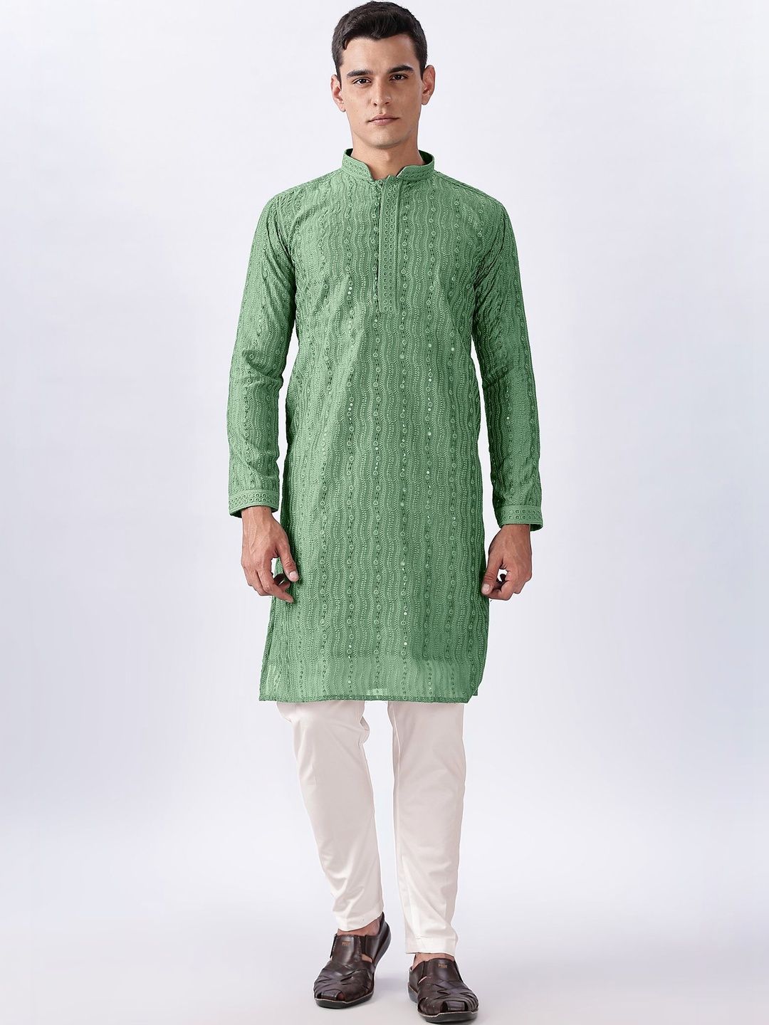 Anouk Men Geometric Embroidered Knee Length Kurta