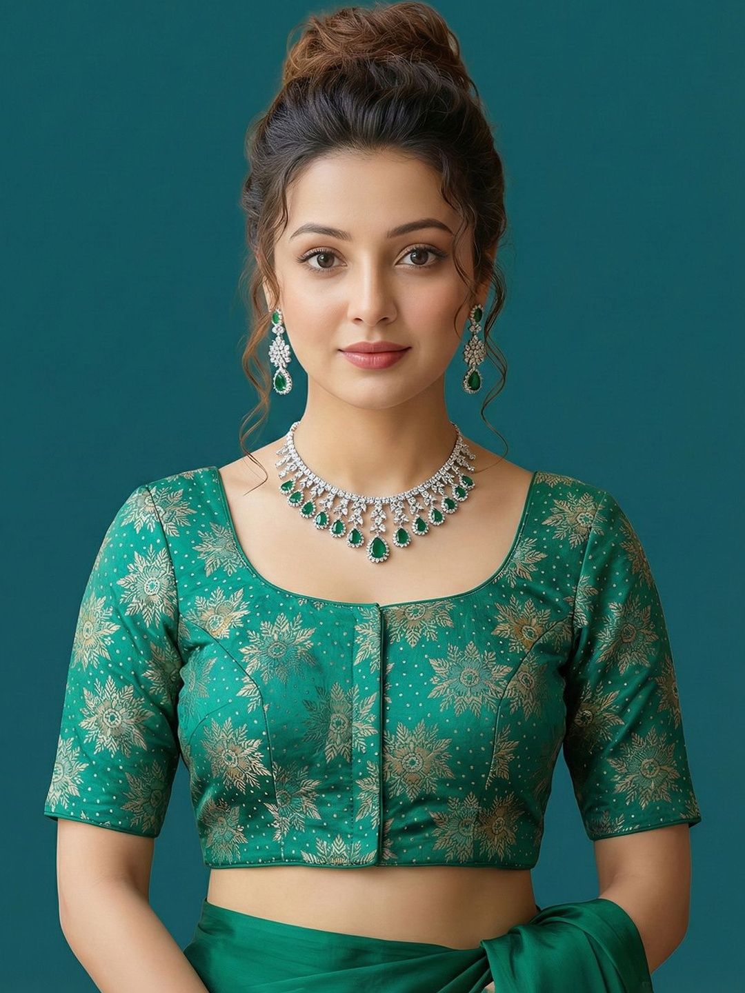 Anouk Silk Blend Woven Design Zari Saree Blouse
