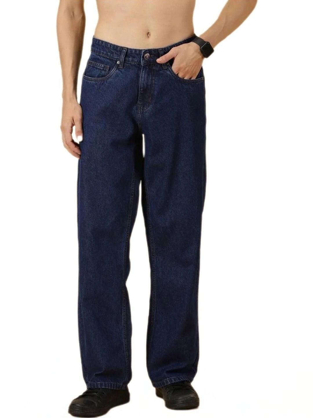 LEVORCE Men Relaxed Fit Mid-Rise Stretchable Jeans