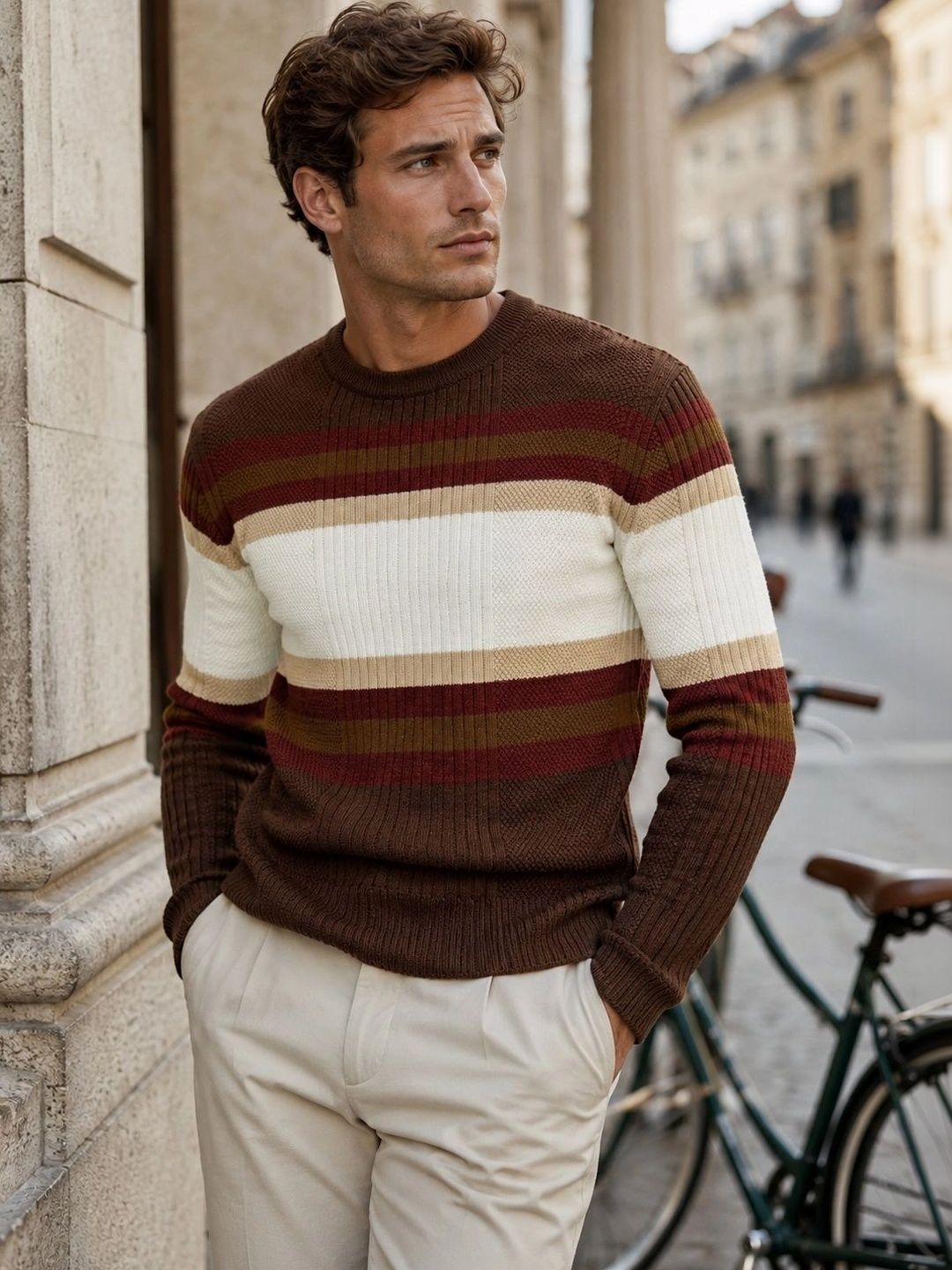 Moda Rapido Men Striped Woollen Pullover