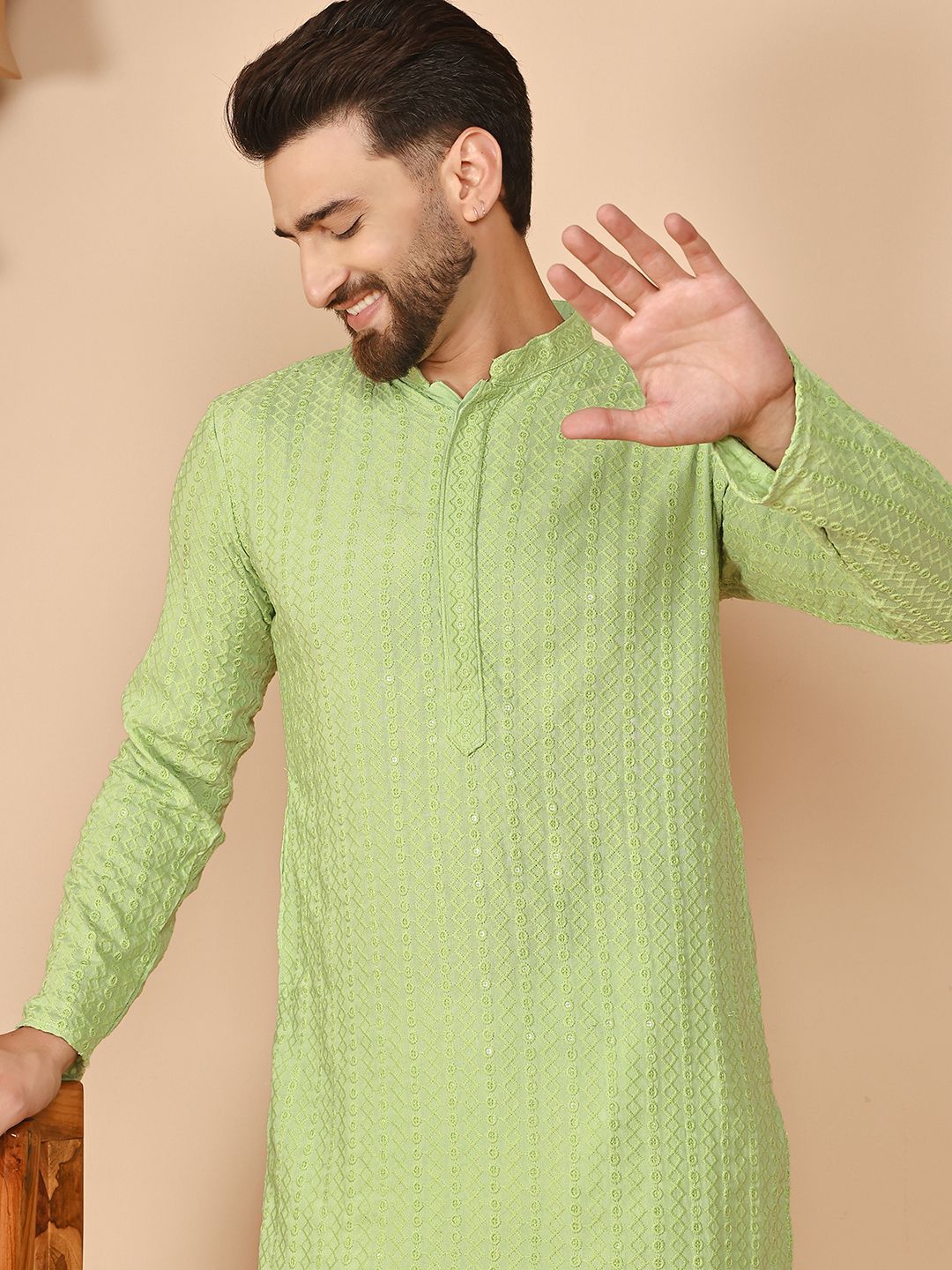 Anouk Men Woven Design Embroidered Festive Straight Kurta