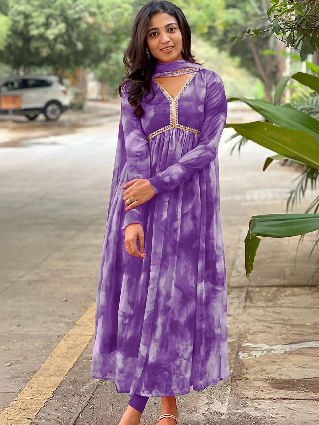SHREE HARI CLOTH Tie and Dye Dyed Georgette A-Line Maxi Dress