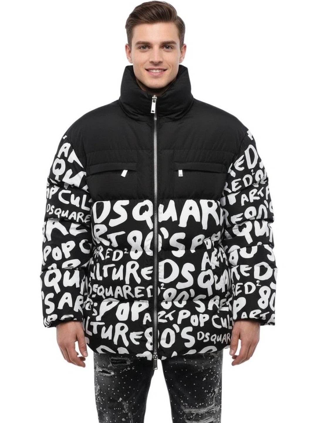 Dsquared2 Black Mock Collar Jacket