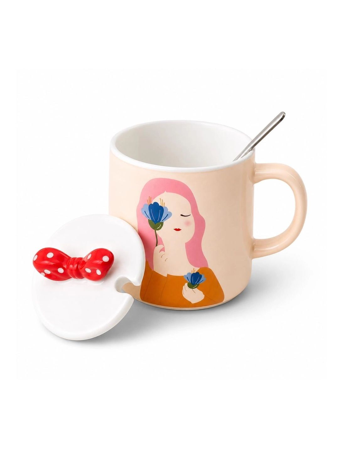 Eleven To Eleven Decor Pink Printed Ceramic Glossy Mugs Set of Cups and Mugs