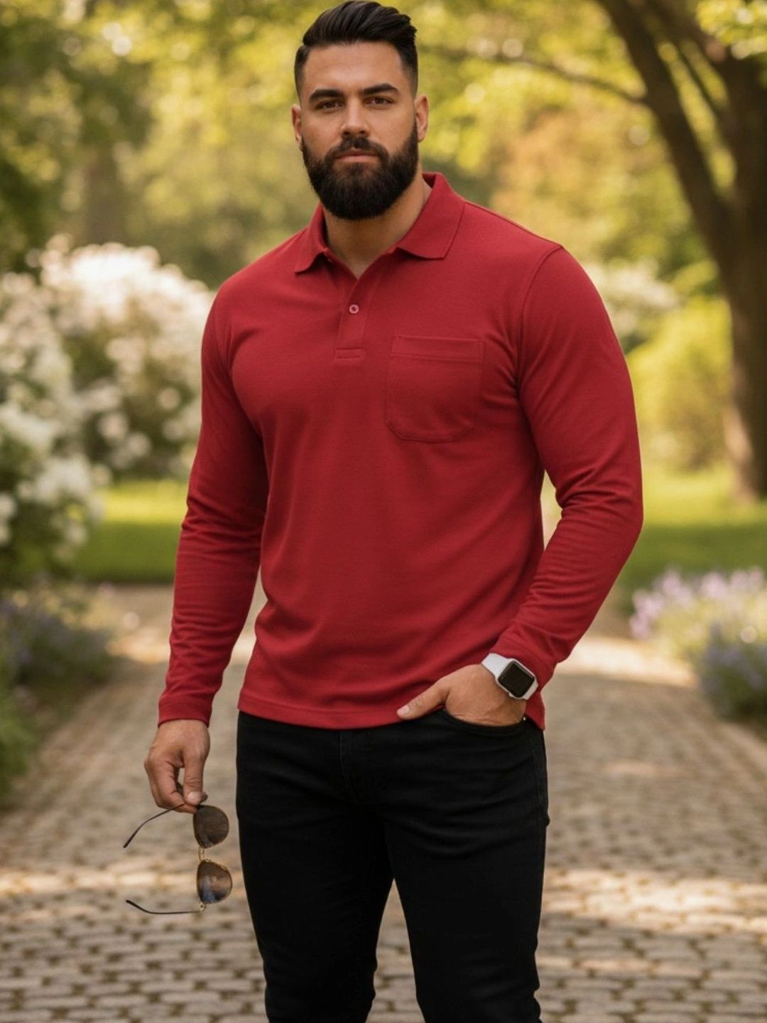 SAIKSA FASHION Men Polo Collar Pockets T-shirt