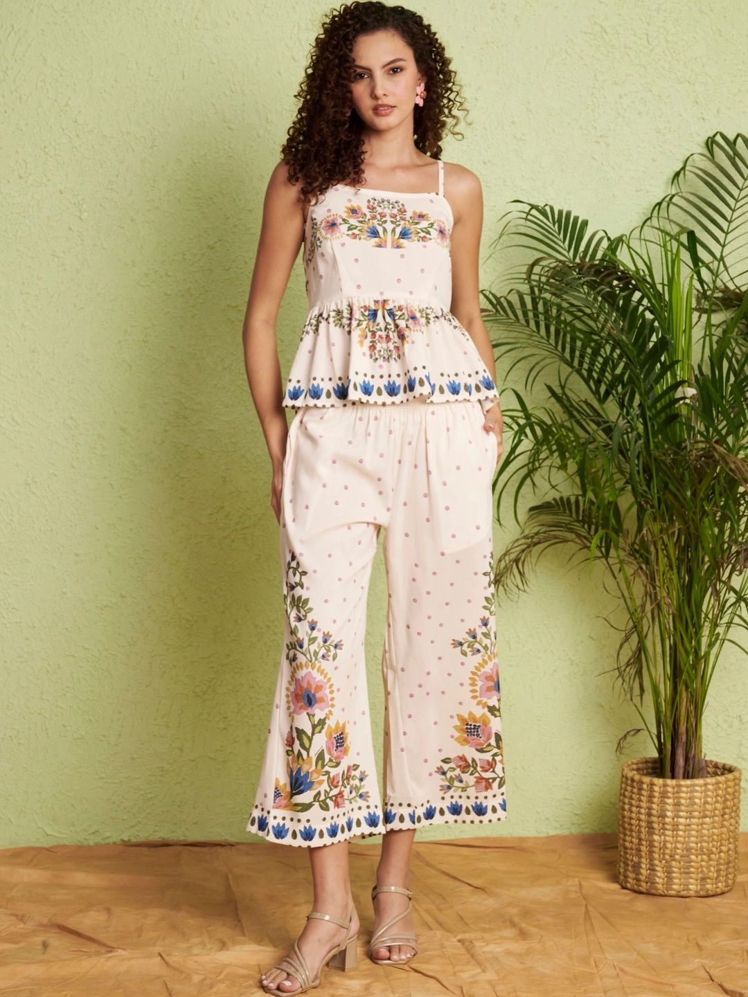 Moda Rapido Tropical Printed Top with Palazzos