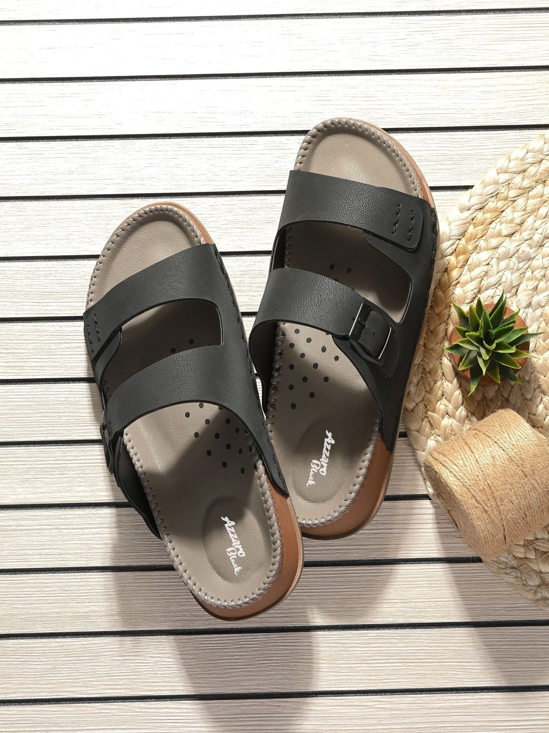 Azzaro Black Men Sliders