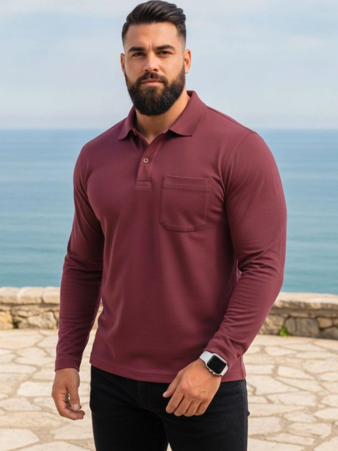 SAIKSA FASHION Men Polo Collar Pockets T-shirt