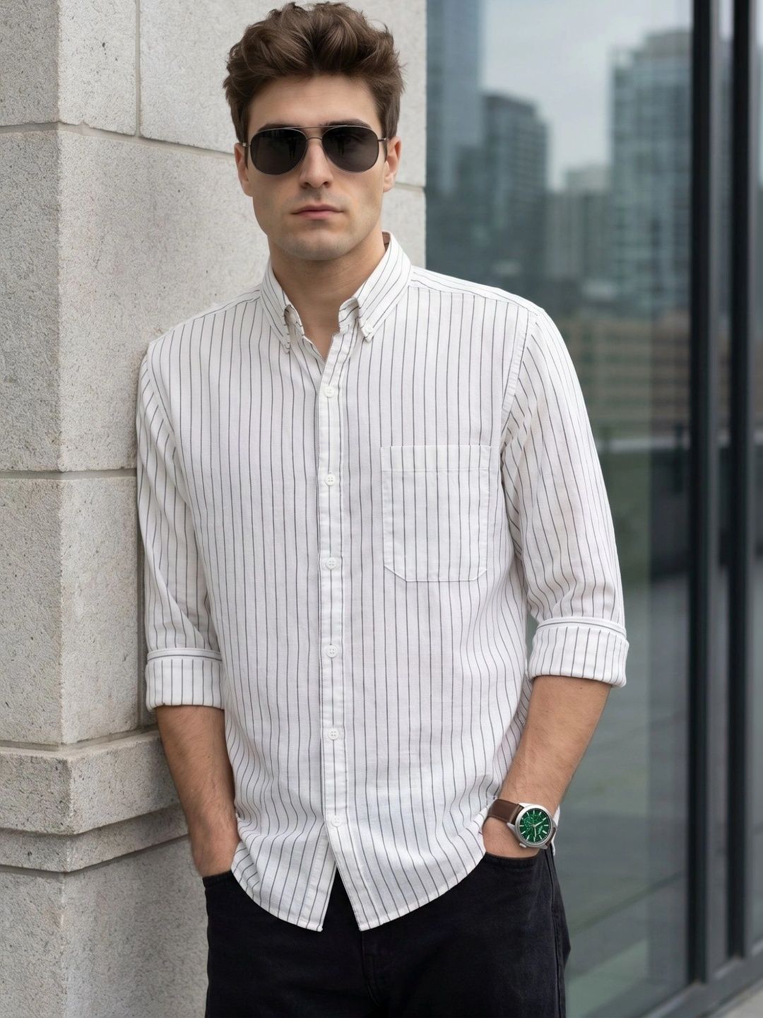 Kuons Avenue Kuons Avenue Men Classic Striped Casual Shirt