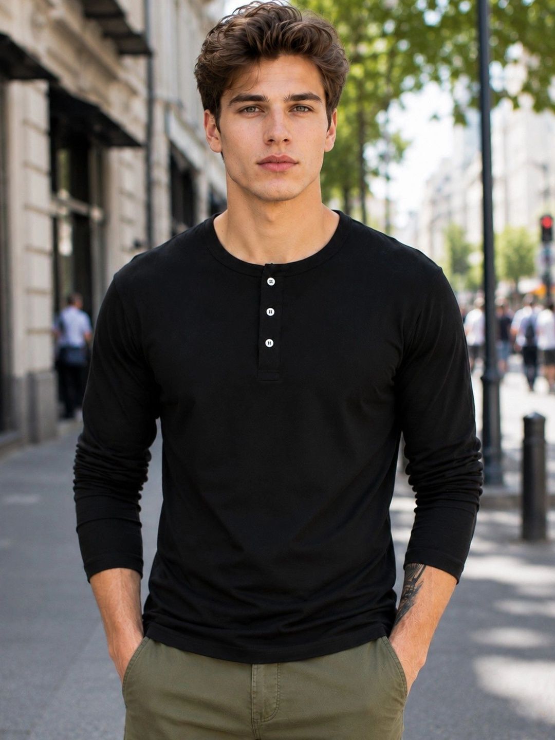 London Hills Men Henley Neck T-shirt
