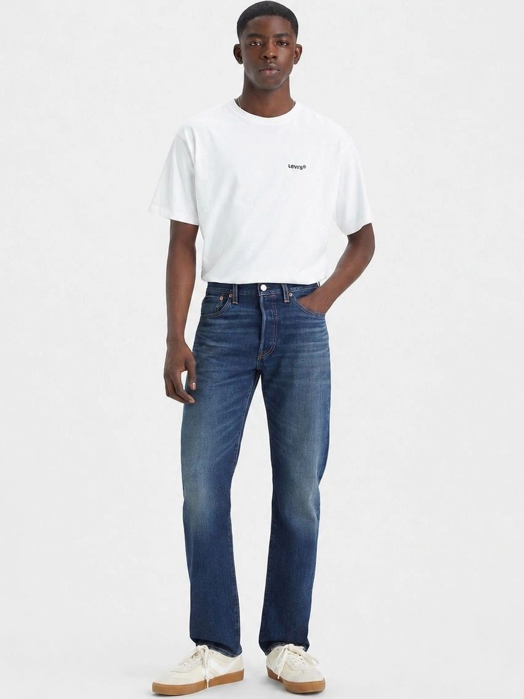YAMEETFIT Men Jean Straight Fit Mid-Rise Low Distress Jeans