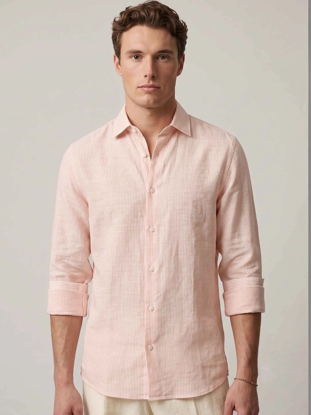 SAINT PEACH Men Striped Casual Shirt