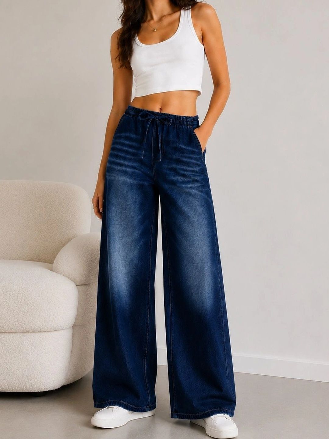 PINKLIT Women Wide Leg High-Rise Light Fade Jeans