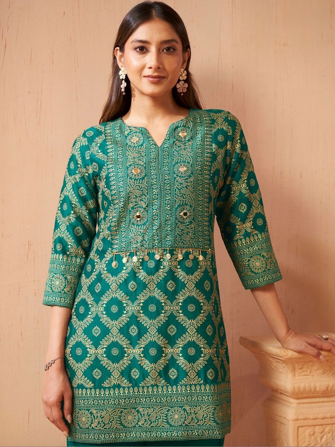 Anouk Indigo Printed Tunic with Trousers