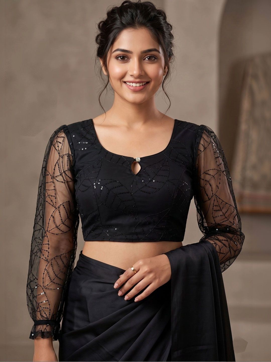 Nirmita Nirmita Embroidered Sequinned Saree Blouse