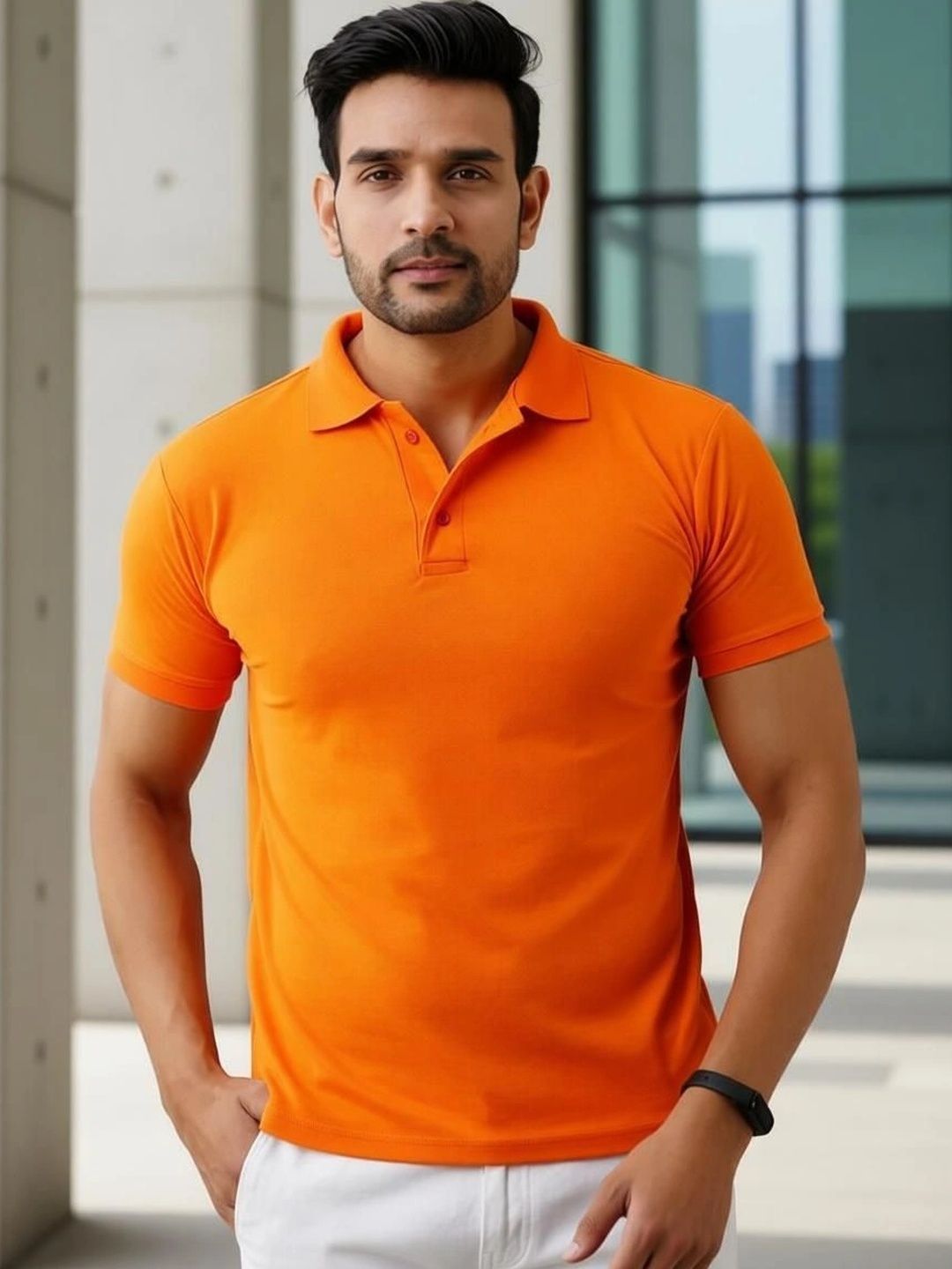 PIXFAB Men Polo Collar T-shirt