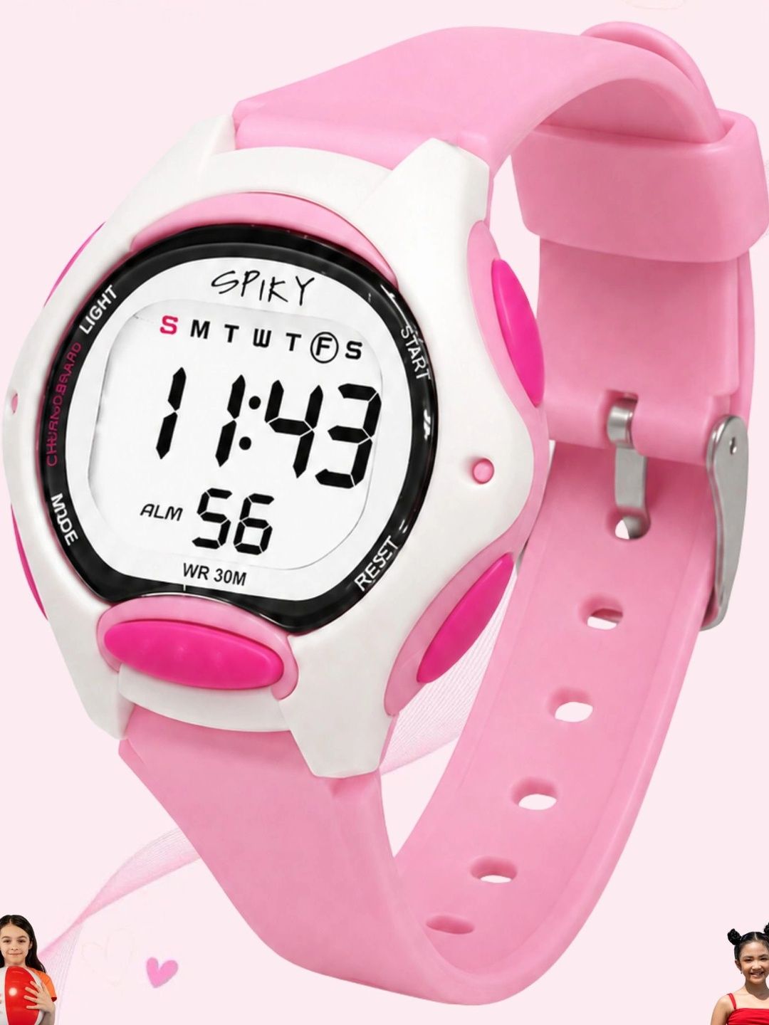 Spiky Spiky Girls Dial & Straps Digital Chronograph Watch SPKEVA2_C3_PNK