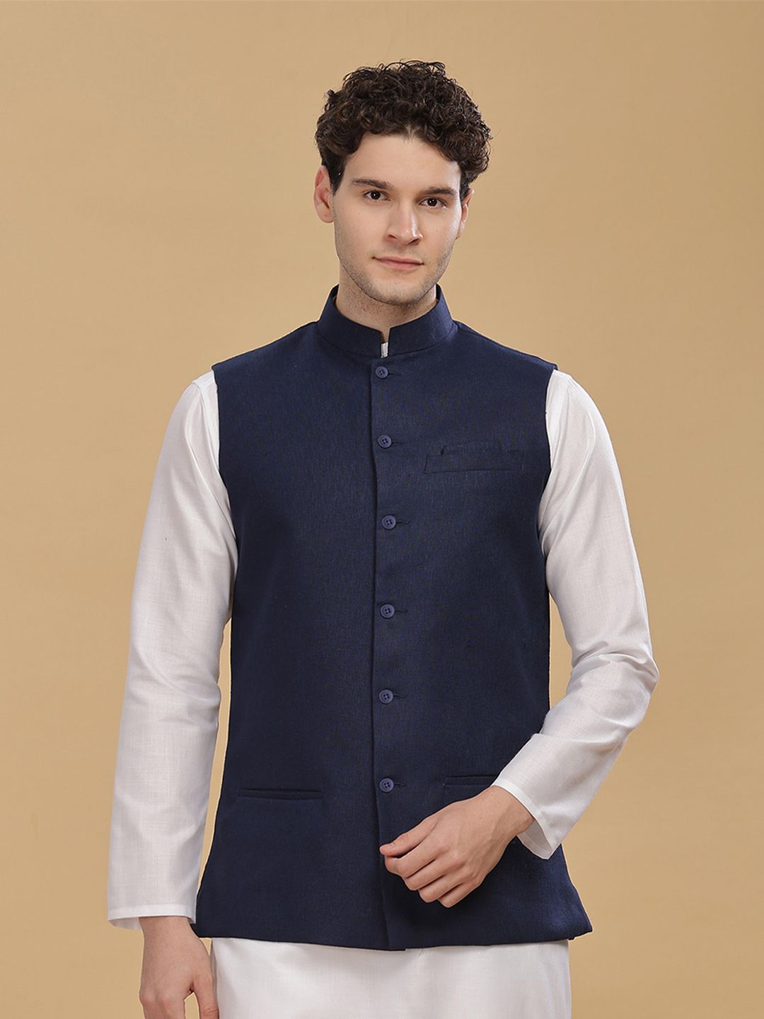 Anouk Men Cotton Woven Nehru Jacket