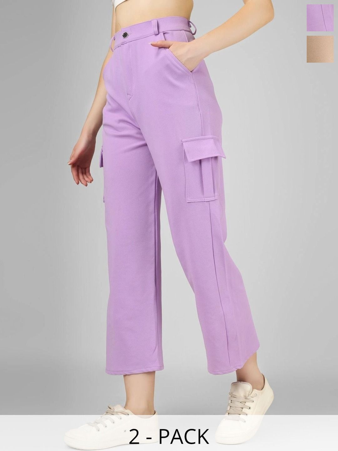 XAVRA XAVRA Women Original High-Rise Wrinkle Free Cargos Trousers