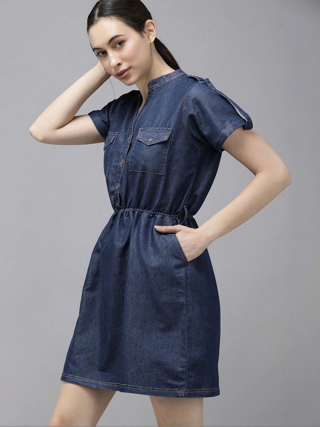 Kaali Peeli Denim A-Line Dress