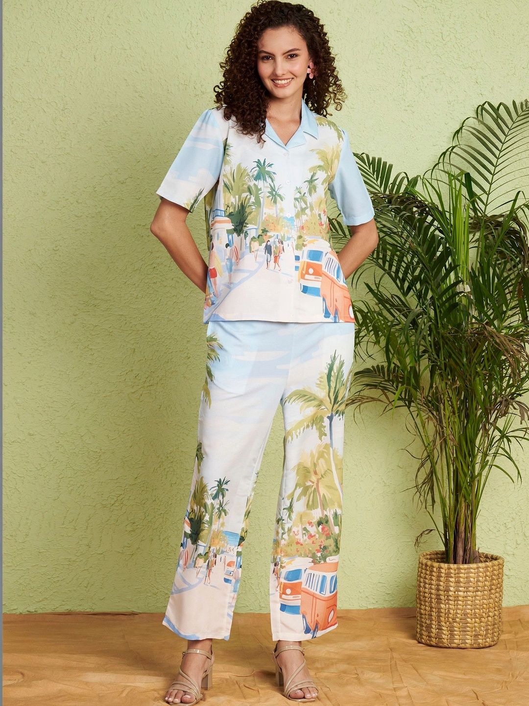 Moda Rapido Tropical Printed Shirt with Trousers