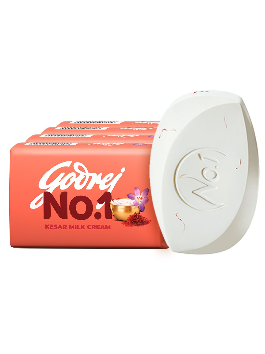 Godrej No.1 Set of 4 Kesar & Milk Cream Soap - 150 g Each