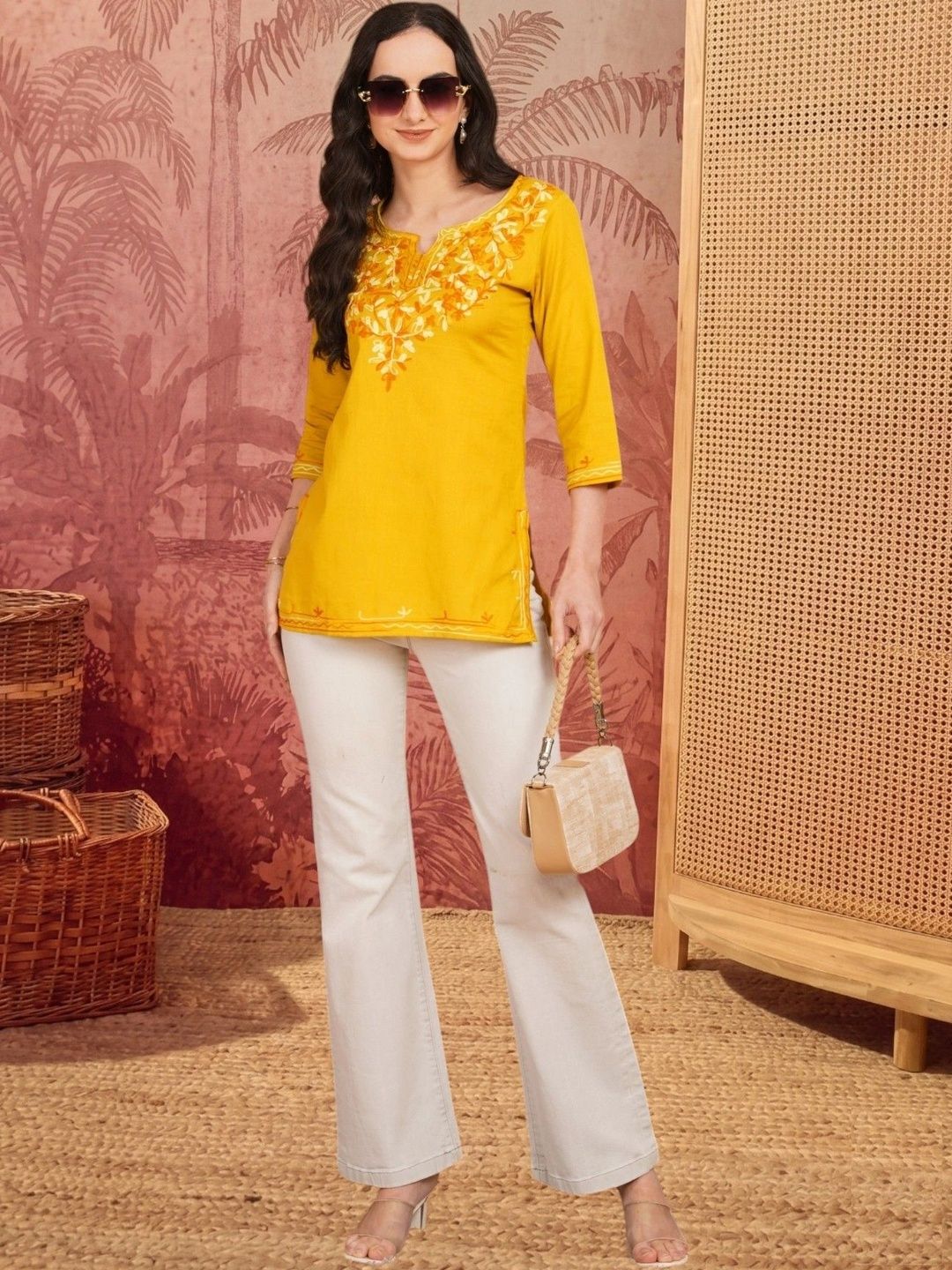 Anouk Rustic Women Embroidered Thread Work Khadi Kurta