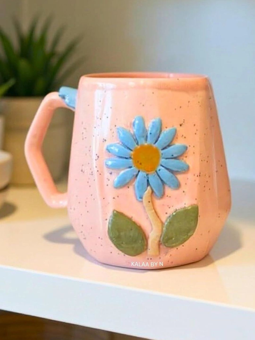 Kalaa By N Pink Floral Printed Ceramic Glossy Mugs Set of Cups and Mugs