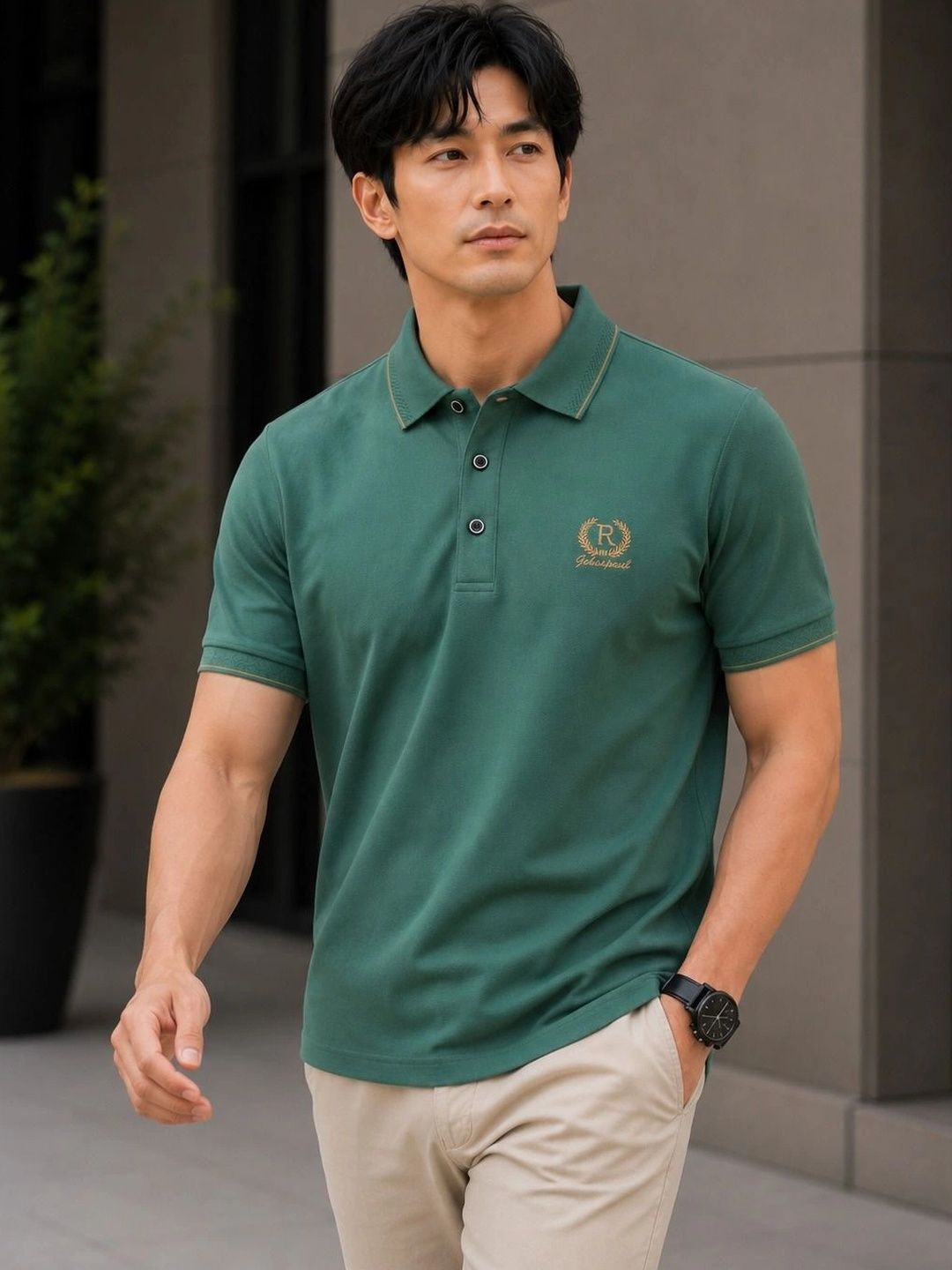 Moda Rapido Men Brand Logo Polo Collar T-shirt