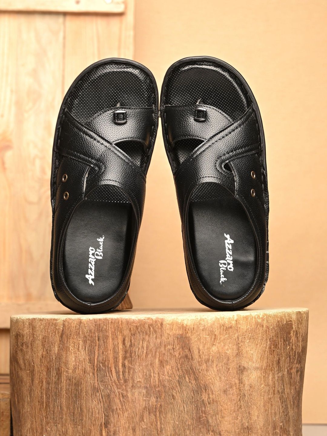 Azzaro Black Men Comfort Sandals