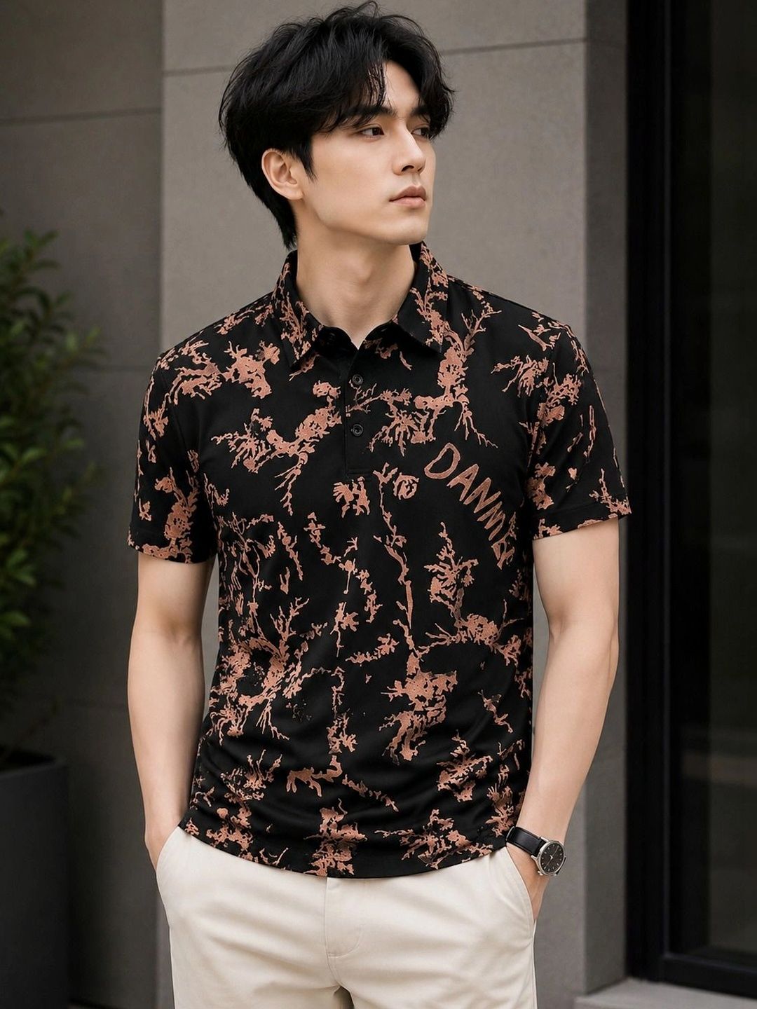 Moda Rapido Men Printed Polo Collar T-shirt