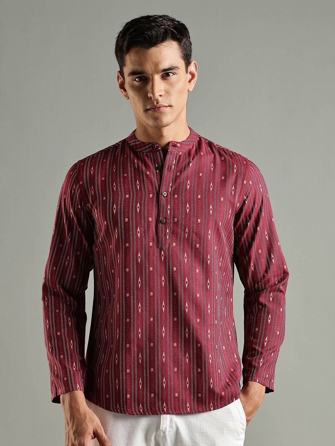 Anouk Striped Thread Work Kurta