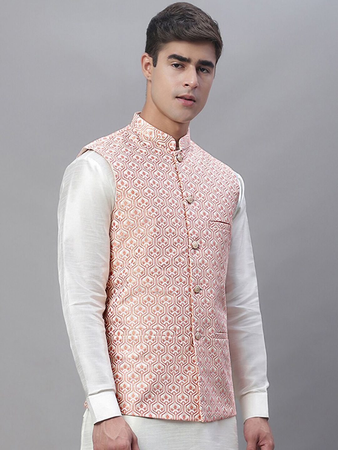 Anouk Men Woven Design Satin Nehru Jackets