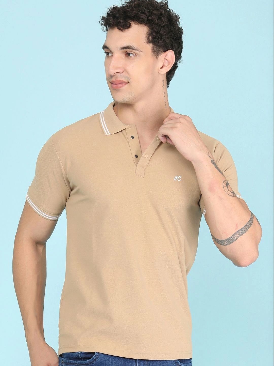 V-Mart Men Brand Logo Polo Collar T-shirt