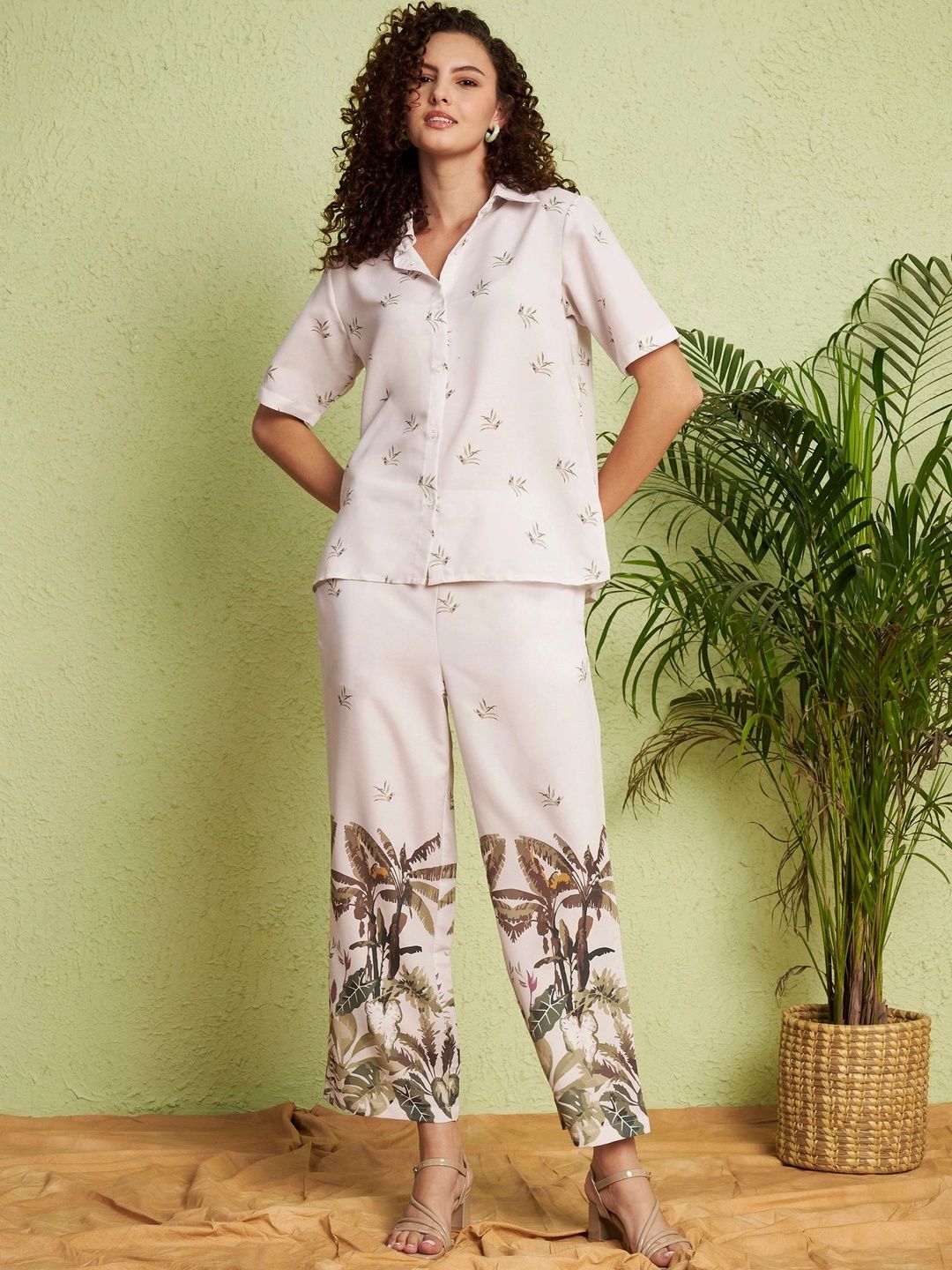 Moda Rapido Tropical Printed Shirt with Palazzos