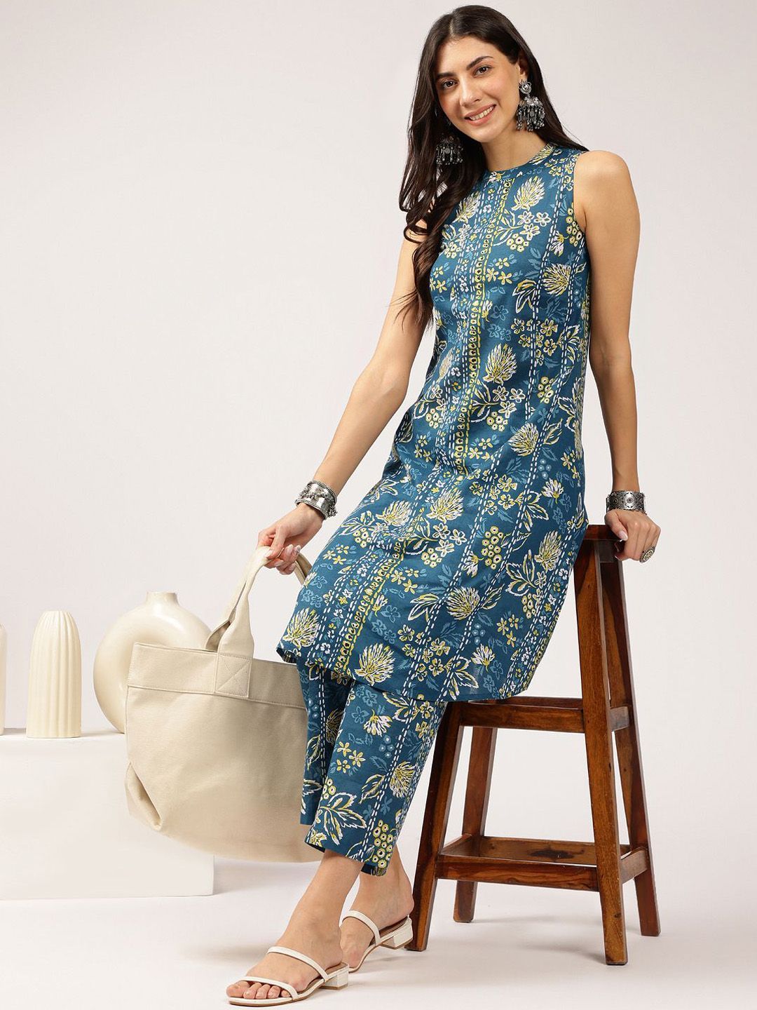 Anouk Floral Printed Cotton Tunic & Palazzos