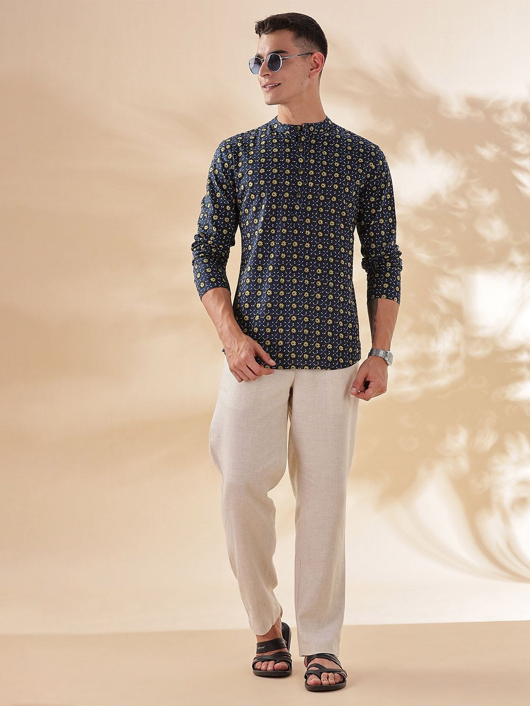 Anouk Men Geometric Printed Thread Work Kurta