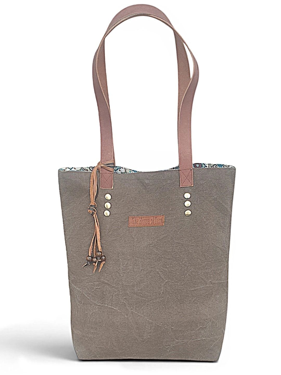 The House of Tara The House of Tara Textured Structured Tote Bag with Tasselled