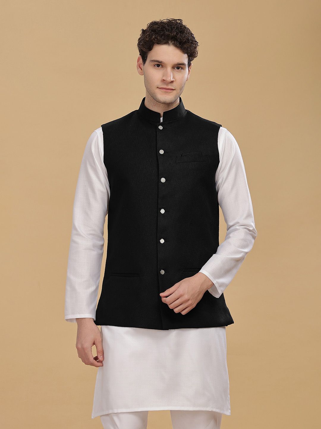 Anouk Men Woven Cotton Nehru Jacket
