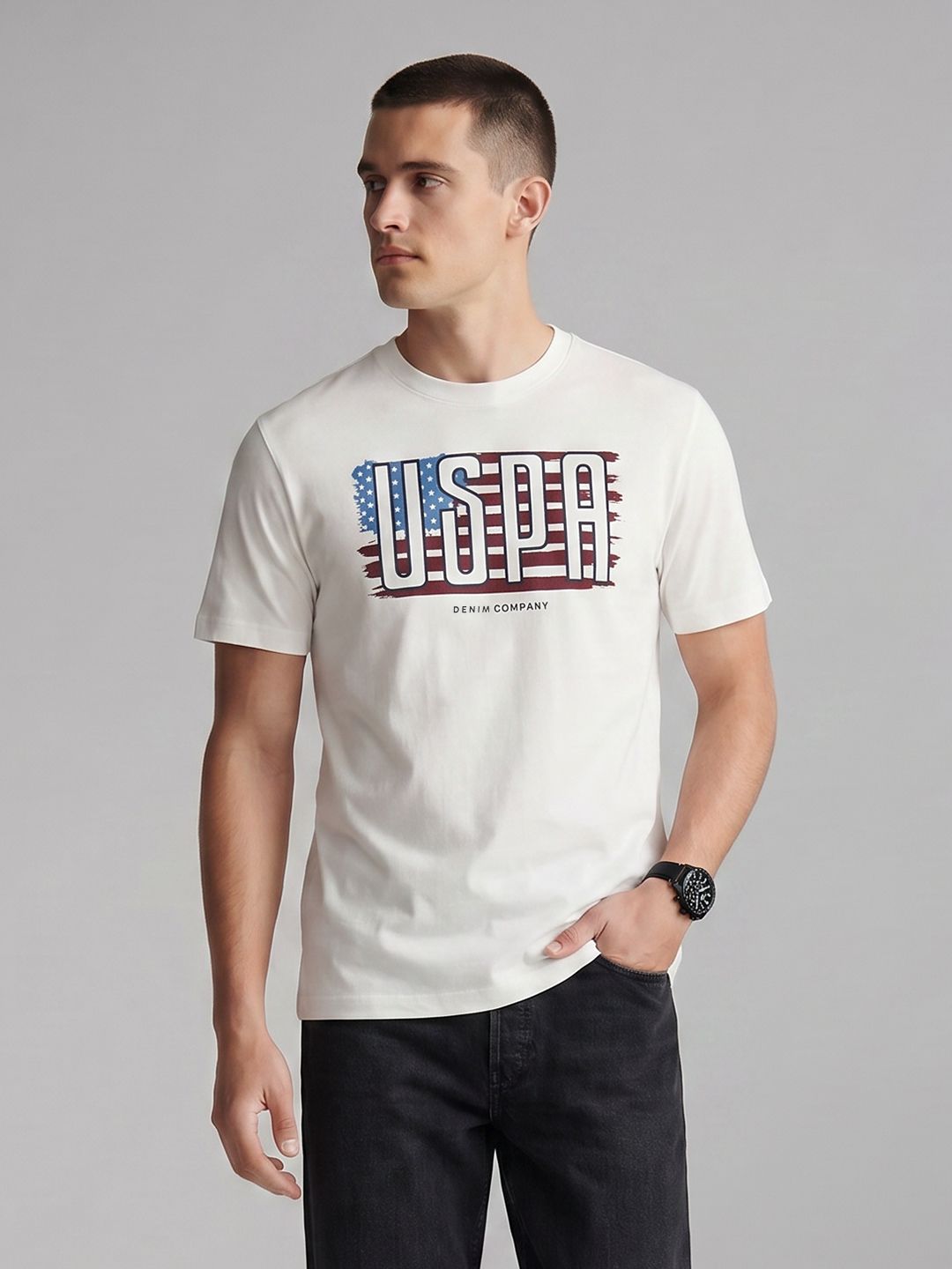 U.S. Polo Assn. Denim Co. Brand Logo Printed Pure Cotton T-shirt