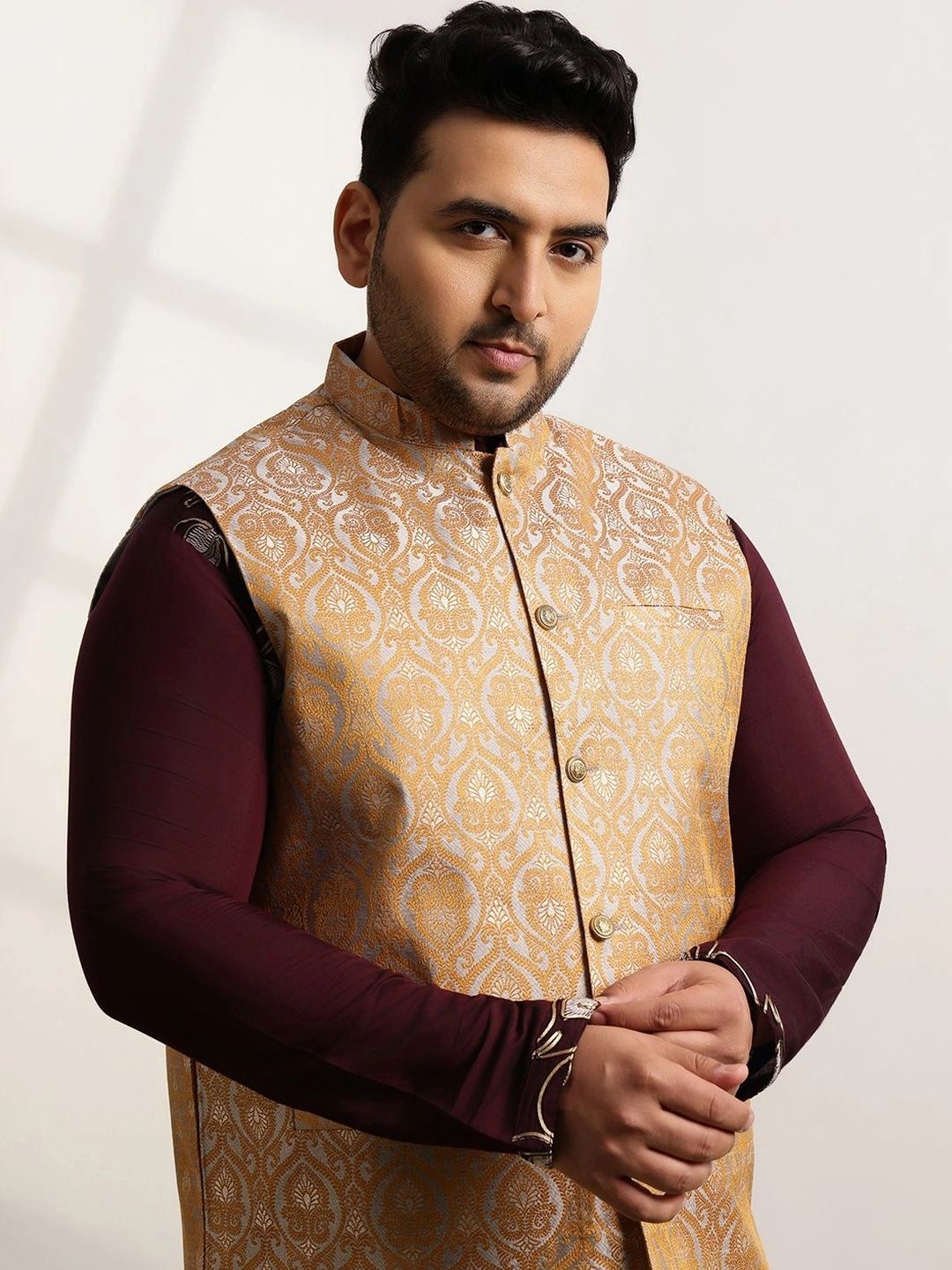 SOJANYA PLUS SOJANYA PLUS Woven Design Brocade Nehru Jackets