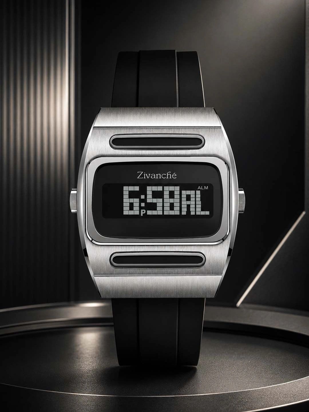 ZIVANCHE ZIVANCHE Men Dial & Leather Straps Digital Chronograph Motion Powered Watch Rotary-Silver