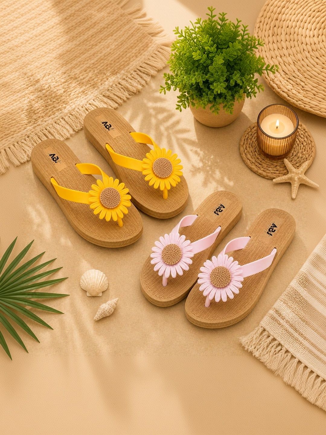 ABJ Fashion Women Embellished Rubber Thong Flip-Flops
