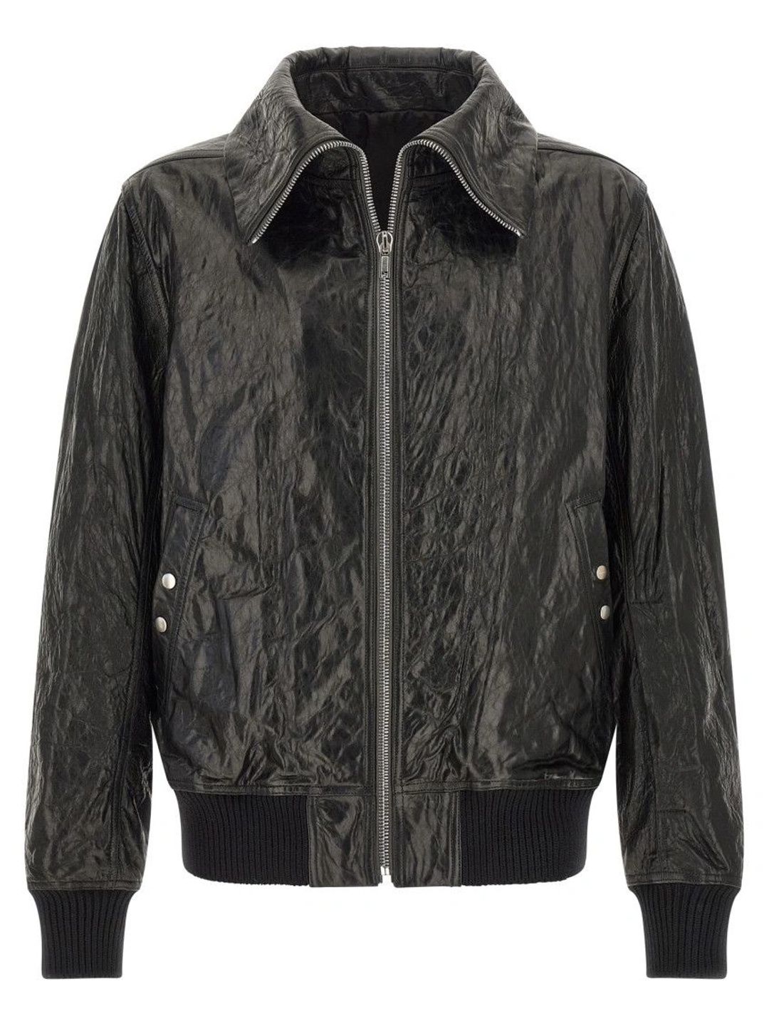 Rick Owens Black Textured Leather Jacket