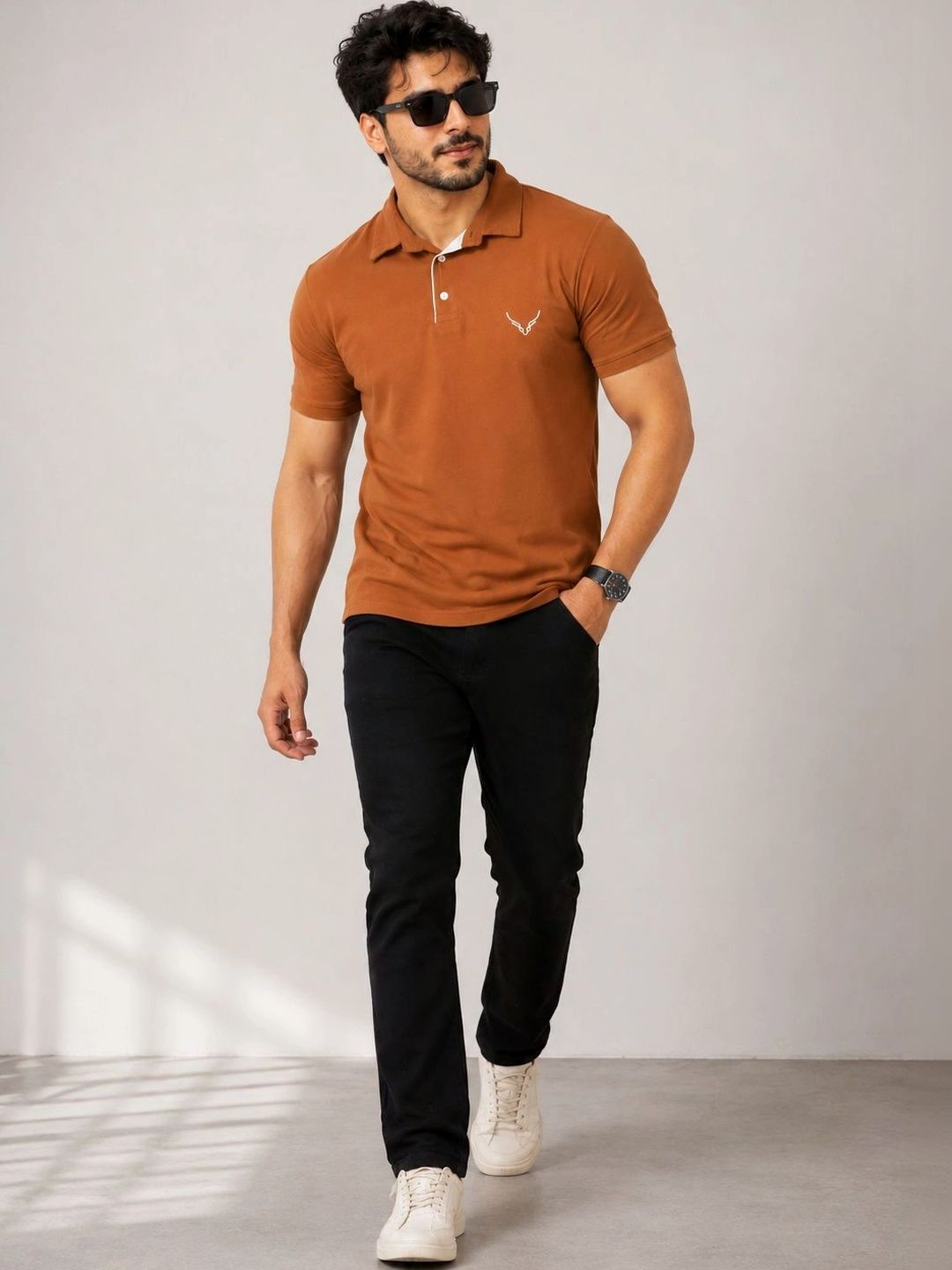 AVRIE Men Brand Logo Polo Collar T-shirt
