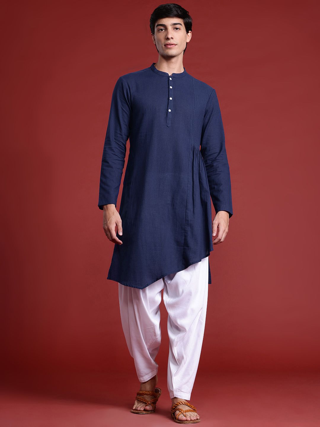 Anouk Tyohaar Collection Pure Cotton Pleated Asymmetric Kurta