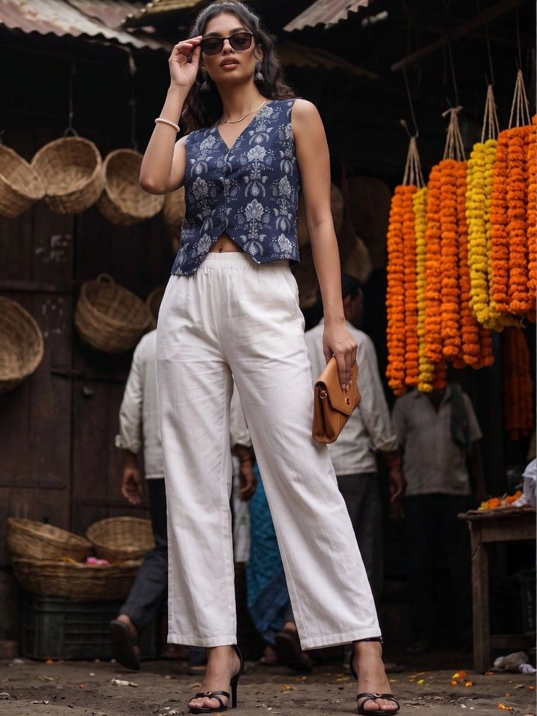 fusion by glitchez Print Ethnic Cotton Crop Top